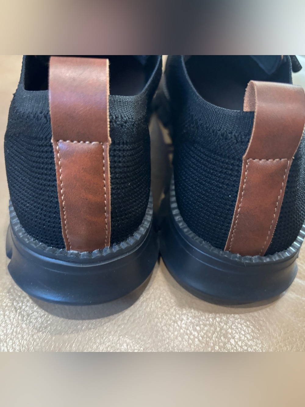 Breeze Men's Black Knit Sneakers with Brown Tongue Accent - Picture 6 of 7
